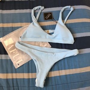 NEW! Baby blue textured cheeky bikini